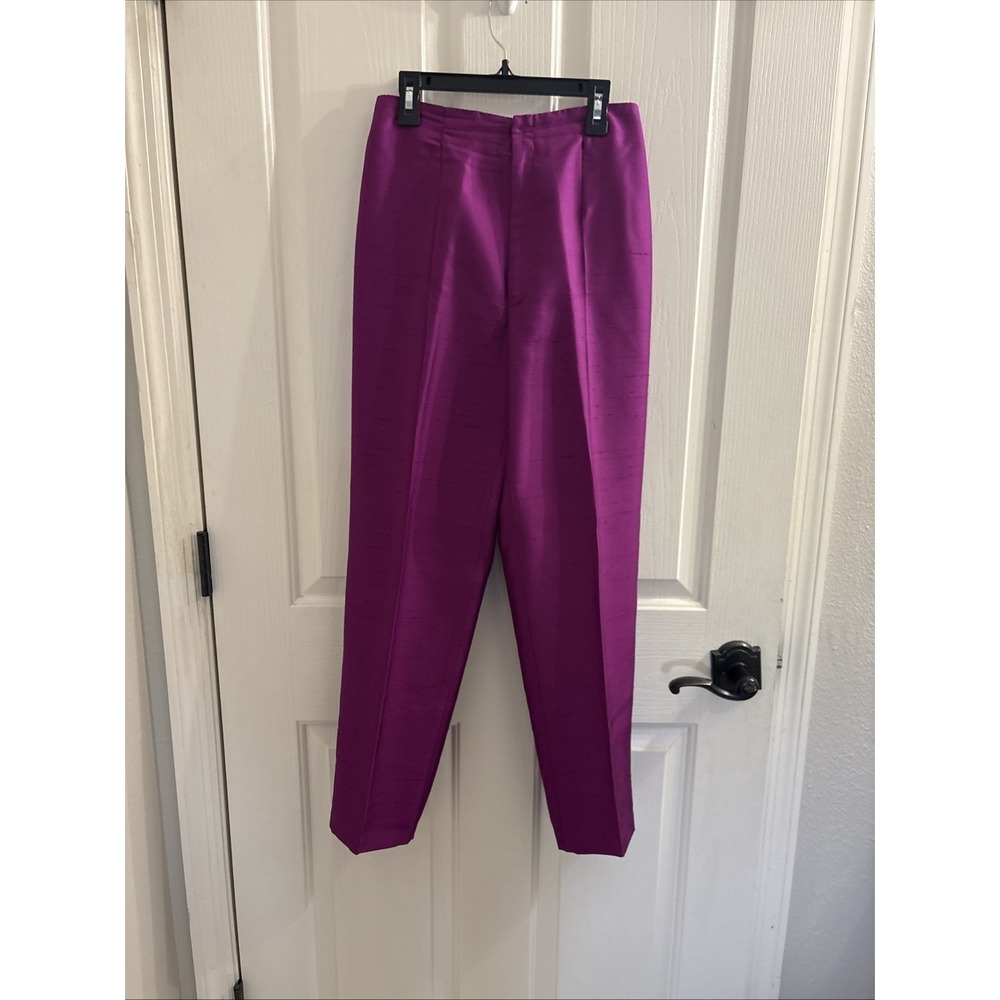 Dana Buchman Women's Silk Magenta 2-piece Pant Suit Vintage Size 4 - Picture 8 of 11